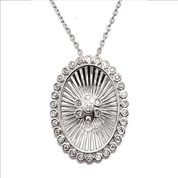 $675 COLORE SG Lorenzo 18K WG & .925 Sterling Silver 37 Genuine Diamonds Necklace