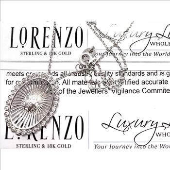 $675 COLORE SG Lorenzo 18K WG & .925 Sterling Silver 37 Genuine Diamonds Necklace