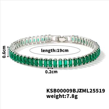 7.00 ctw Baguette Emerald Tennis Bracelet