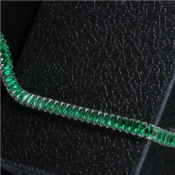 7.00 ctw Baguette Emerald Tennis Bracelet