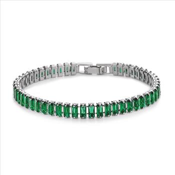 7.00 ctw Baguette Emerald Tennis Bracelet