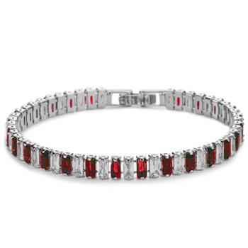 7.00ctw Emerald Cut Ruby & White Sapphire Straight Line Design Tennis Bracelet