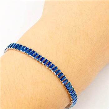 7.00ctw Emerald Cut Sapphire Straight Line Design Tennis Bracelet