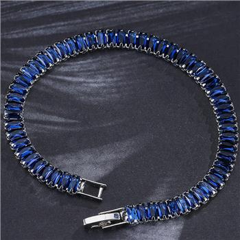 7.00ctw Emerald Cut Sapphire Straight Line Design Tennis Bracelet