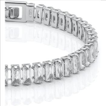 7.00ctw Emerald Cut White Sapphire Straight Line Design Tennis Bracelet