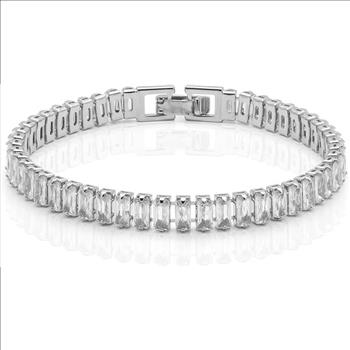 7.00ctw Emerald Cut White Sapphire Straight Line Design Tennis Bracelet