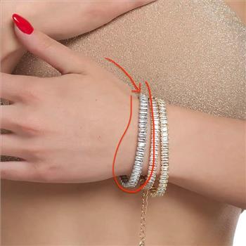 7.00ctw Emerald Cut White Sapphire Straight Line Design Tennis Bracelet