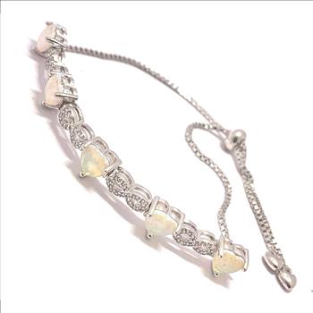 7.00ctw Opal & Diamonique Diamond Adjustable Tennis  Bracelet