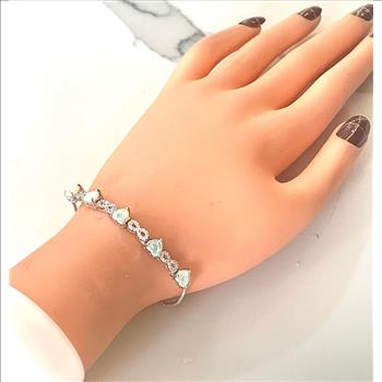 7.00ctw Opal & Diamonique Diamond Adjustable Tennis  Bracelet