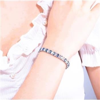 7.00ctw VVS-F Quality Diamonique Diamond & Blue Topaz Tennis Bracelet
