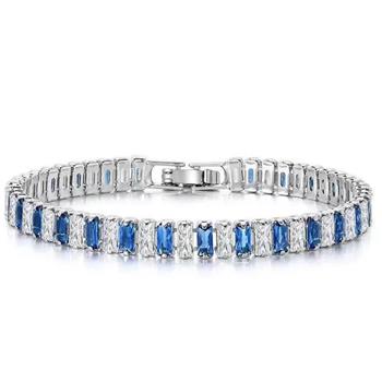 7.00ctw VVS-F Quality Diamonique Diamond & Blue Topaz Tennis Bracelet