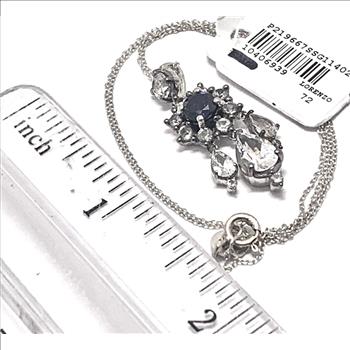 $72 Colore SG Lorenzo .925 Sterling Silver & 18kWG Sapphire & Diamonique Diamond Lavalier  Necklace