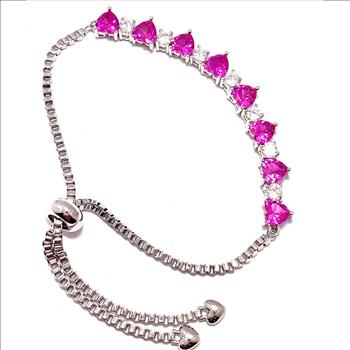 7.50ctw Ruby & Diamonique Diamond Tennis Bracelet in 18K Gold Overlay