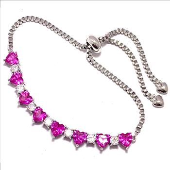 7.50ctw Ruby & Diamonique Diamond Tennis Bracelet in 18K Gold Overlay