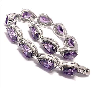 7.50ctw Ruby & Diamonique Diamond Tennis Bracelet in 18K Gold Overlay