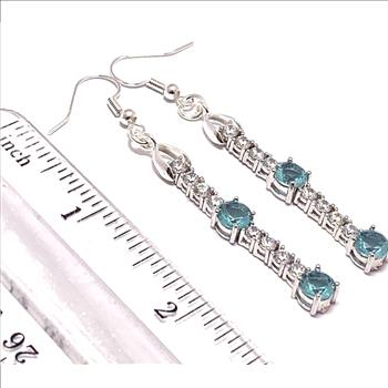 8.00ctw Blue Topaz & Diamonique Diamond Dangle Earrings