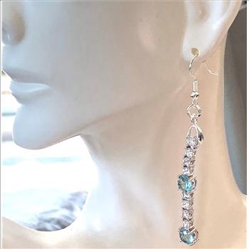 8.00ctw Blue Topaz & Diamonique Diamond Dangle Earrings