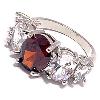 8.00ctw Garnet & Diamonique Diamond Ring Size 7