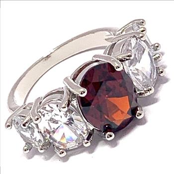 8.00ctw Garnet & Diamonique Diamond Ring Size 7