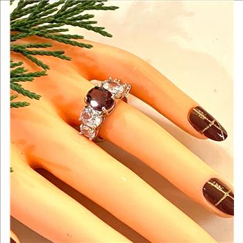 8.00ctw Garnet & Diamonique Diamond Ring Size 7