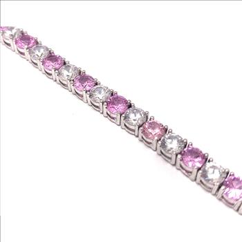 8.00ctw Pink Topaz & Diamonique Diamond Tennis Bracelet