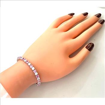 8.00ctw Pink Topaz & Diamonique Diamond Tennis Bracelet