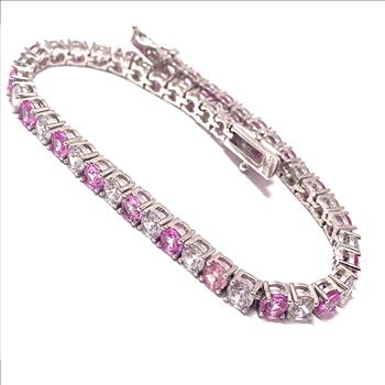 8.00ctw Pink Topaz & Diamonique Diamond Tennis Bracelet