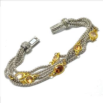 8.25ct Citrine Multi Strand Station Bracelet