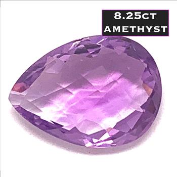 8.25ctw Natural Pear Shaped Cut Loose Brazilian Amethyst Gemstone 15X10 mm