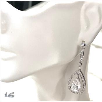 8.50ctw Moissanite Dangle Earrings in 18k WG & .925 Sterling Silver