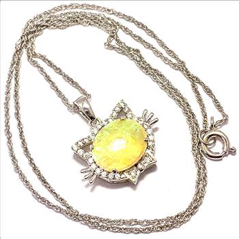 8.50ctw Opal & Diamonique Diamond Necklace in 18K Gold Overlay – Designer Inspired