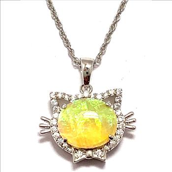 8.50ctw Opal & Diamonique Diamond Necklace in 18K Gold Overlay – Designer Inspired