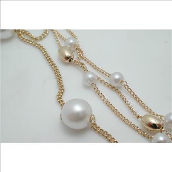 Multistring 18k Yellow Gold Overlay Pearl Necklace
