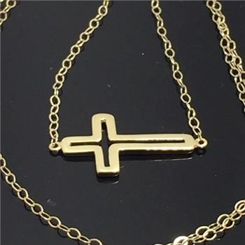 10k Solid Yellow Gold Cross Necklace
