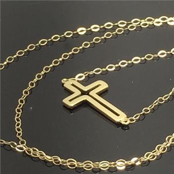 10k Solid Yellow Gold Cross Necklace