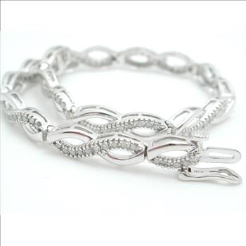 $2100 1.00ctw Diamond Solid White Gold Luxurious Tennise Bracelet