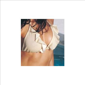 Leg Avenue Lurex Ruffle Trim Bikini Thong Set Gold