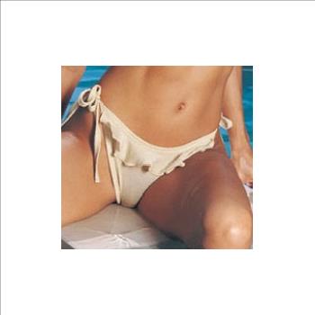 Leg Avenue Lurex Ruffle Trim Bikini Thong Set Gold