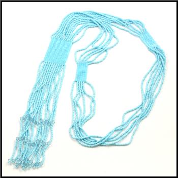 Beaded Blue Multi String Necklace & Earrings Set