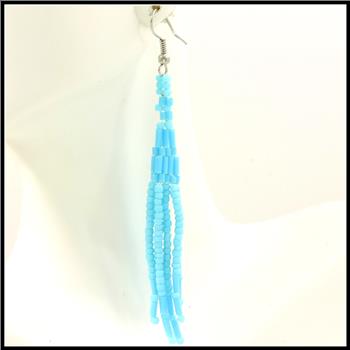 Beaded Blue Multi String Necklace & Earrings Set