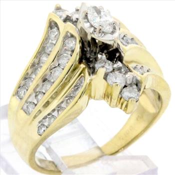 Solid 10k Yellow Gold, 1.00ctw Genuine Diamonds 7.2 Grams Engagement Ring Size 7