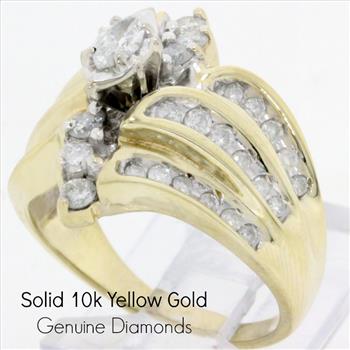 Solid 10k Yellow Gold, 1.00ctw Genuine Diamonds 7.2 Grams Engagement Ring Size 7