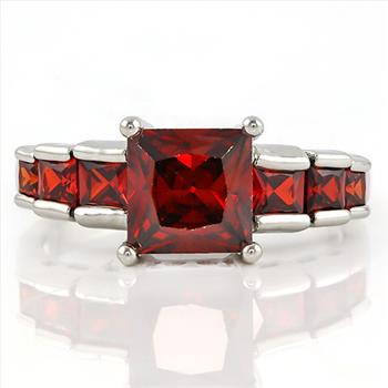 18k White Gold over High Quality Jewelry Brass Garnet Ring Size 7