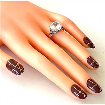 $89 COLORE SG Lorenzo 18K WG & .925 Sterling Silver 8.00ctw Genuine White Topaz Ring