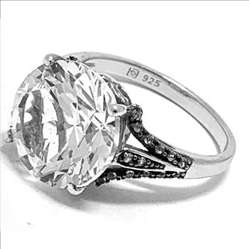 $89 COLORE SG Lorenzo 18K WG & .925 Sterling Silver 8.00ctw Genuine White Topaz Ring