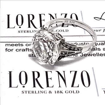 $89 COLORE SG Lorenzo 18K WG & .925 Sterling Silver 8.00ctw Genuine White Topaz Ring