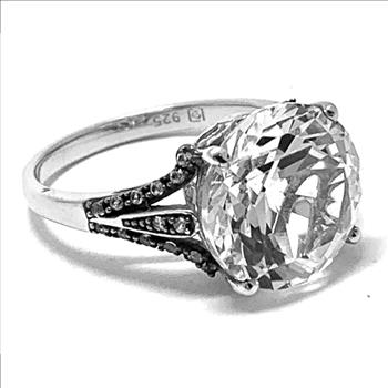 $89 COLORE SG Lorenzo 18K WG & .925 Sterling Silver 8.00ctw Genuine White Topaz Ring