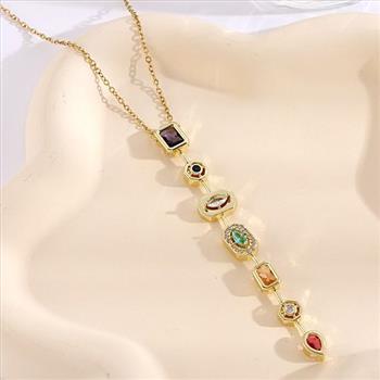 9.00ctw Multicolor Stones & Diamonique Diamond  Necklace