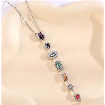 9.00ctw Multicolor Stones & Diamonique Diamond  Necklace