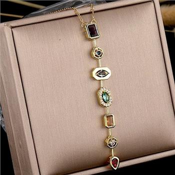 9.00ctw Multicolor Stones & Diamonique Diamond  Necklace